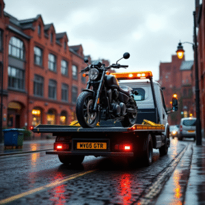 motorcycle-is-being-towed-on-flatbed